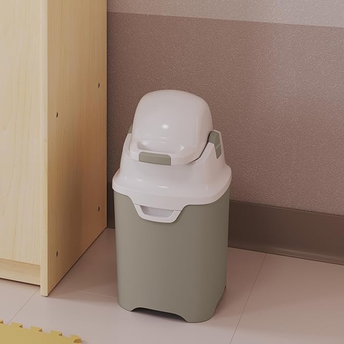Foundations Mini Diaper Pail with Airtight Lid - Durable & Odorless Diaper Disposal, Large Capacity, Holds up to 30 Newborn Diapers, Refill with Any Bags - Sand