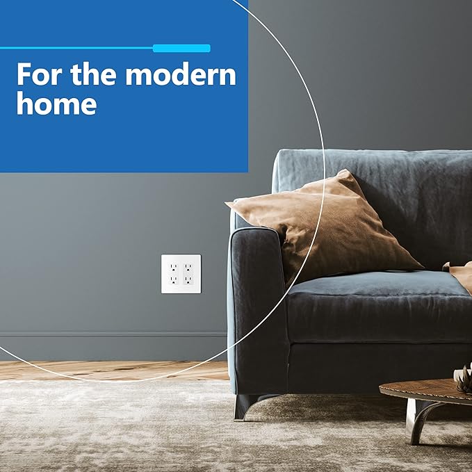 LIDER Matte Finish Double Decorator Switch Cover, Screwless Wall Plate, Mid-Size 2-Gang 4.88" x 4.92", Unbreakable Polycarbonate Thermoplastic, UL Listed, LSWP-32M-W2P, White, 2 Pack