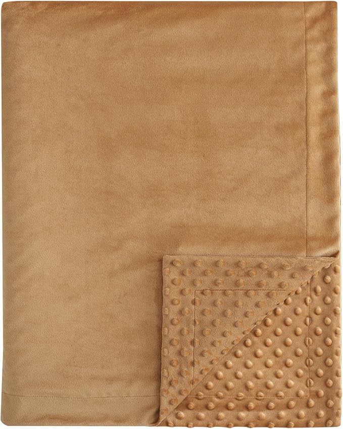 david's kids Micro Fleece Minky Baby Blanket for Boys Girls Neutral with Double Layer and Soothing Raised Dots, 40x50 Inches Breathable and Soft Lightweight Receiving Blanket for Newborns, Biscuit