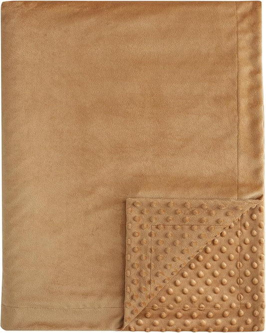 david's kids Micro Fleece Minky Baby Blanket for Boys Girls Neutral with Double Layer and Soothing Raised Dots, Breathable and Soft Lightweight Receiving Blanket for Newborns 30x40 Inches, Biscuit