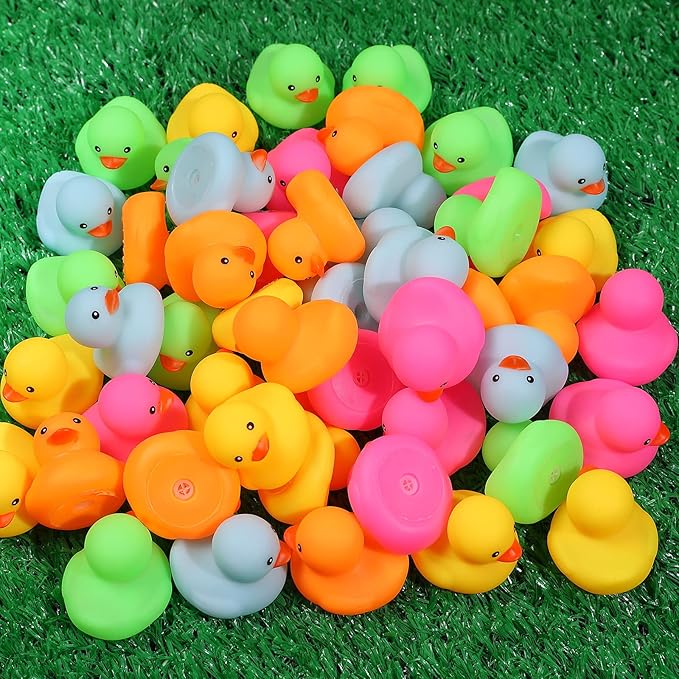 100 Pack Multicolor Mini Rubber Duck Bath Toy Colored Little Ducks