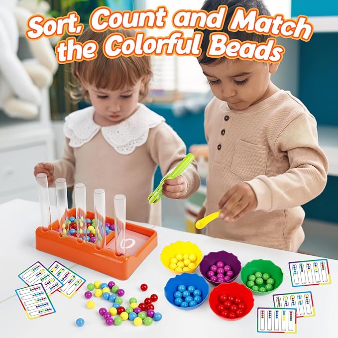 Aizweb Counting and Color Sorting Toys for Toddlers, Montessori Toys Preschool Kindergarten Learning Activities,STEM Math Manipulatives Matching Games Educational Learning Fine Motor Skills