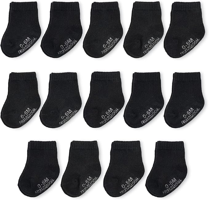 Fruit of the Loom Baby 14-Pack Grow & Fit Flex Zones Cotton Stretch Socks - Unisex, Girls, Boys