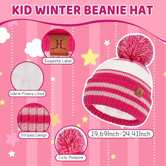 FZ FANTASTIC ZONE Kids Toddler Winter Hat Beanie with Warm Fleece Ski Baby Hats for 2-7 Years Skull Cap Baby Boys Girls Gifts