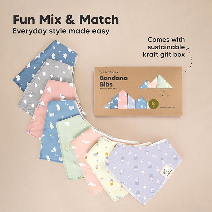 8-Pack Organic Baby Bandana Bibs for Girls - Super Absorbent Triangle Baby Bibs for Drooling and Teething Infant, 100% Cotton Extra Soft for Newborn, Infant 0-36 Months (Dreamers)