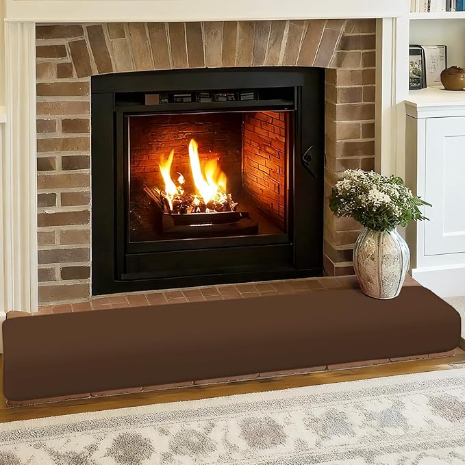 Thick Memory Foam Fireplace Baby Proofing, 71x15 in Soft Hearth Cover Baby Proof, Hearth Cushion Fireplace Protectors for Children Proofing, Edge Protector, Brown