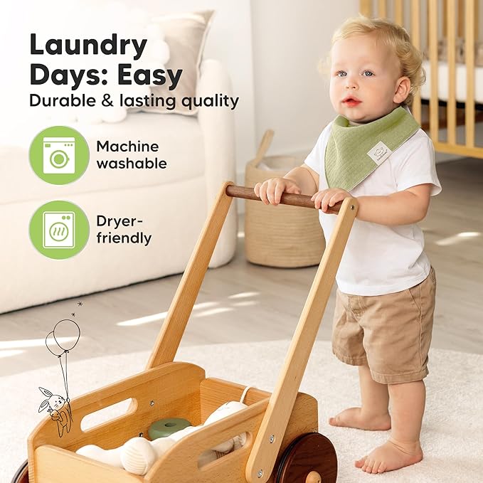 KeaBabies 8-Pack Bandana Bibs for Baby Girls, Boys - Organic Cotton Baby Bibs for Drooling & Teething Newborn, Toddler, Infant 0-36 months, Extra Soft, Absorbent Cloth with Snaps (Driftwood/Quin)