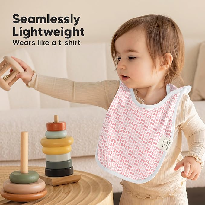 KeaBabies 8-Pack Baby Bibs for Boys, Girls - Pullover Bibs for Drooling Teething Baby Girl & Boy Toddler, Newborn, Soft & Absorbent, Cute Colors, Large Torso Coverage Keep Infant Clean & Dry (Blush)