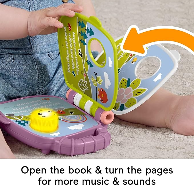 Fisher-Price Baby Toy Purple Monkey Musical Storybook with Lights & Sounds for Infants & Toddlers Ages 6+ Months