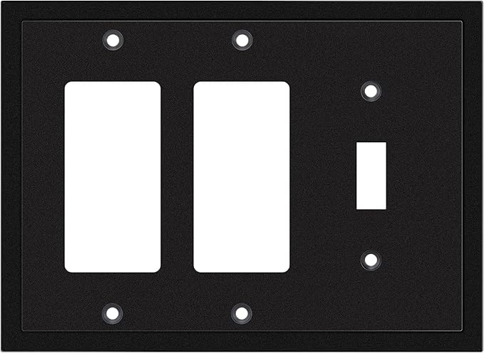 Modern Edge Decorative Wall Plate Switch Plate Outlet Cover, Durable Solid Zinc Alloy (Single Toggle/Double Decorator, Matte Black)