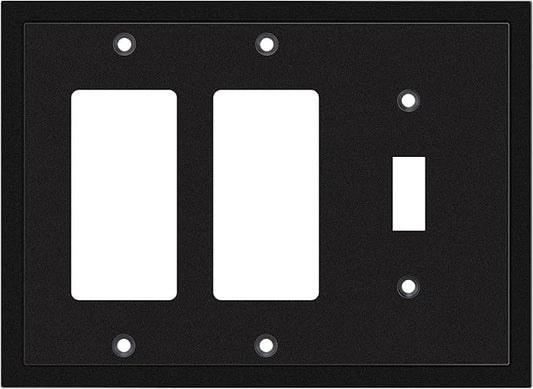 Modern Edge Decorative Wall Plate Switch Plate Outlet Cover, Durable Solid Zinc Alloy (Single Toggle/Double Decorator, Matte Black)