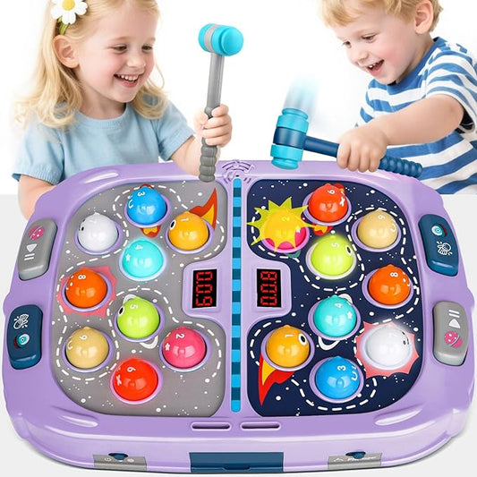 Whack a Mole Game, Toys for 3 4 5 6+ Year Old Girls Boys, Whack a Game for Kids, Gifts for 3-12 Year Old Girls Boys, Interactive Educational Toys with Double Hammers Sound and Light