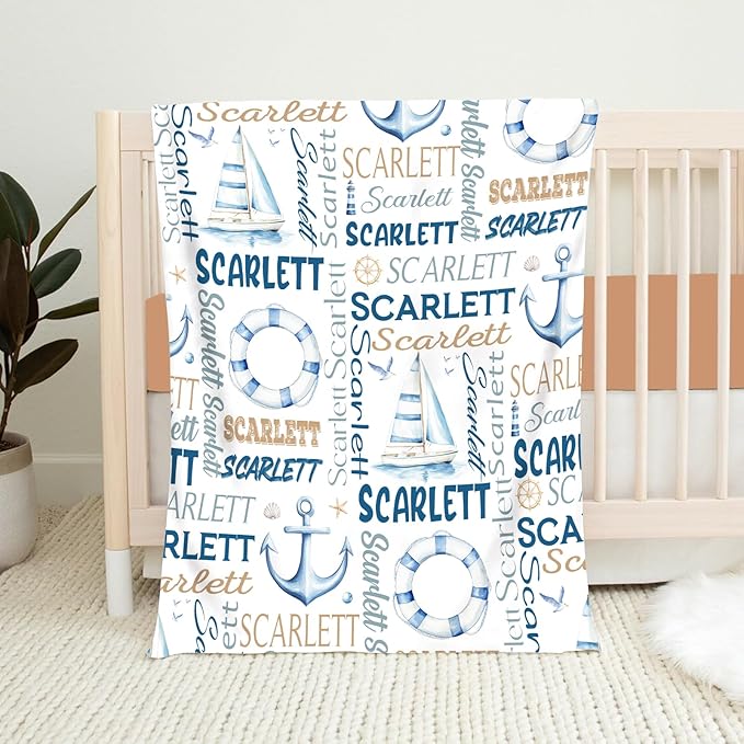Personalized Baby Blanket- Custom Baby Blanket with Name for Girls and Boys, Super Soft Plush Fleece, Personalized Baby Gifts, Customized Name Blanket for Newborn