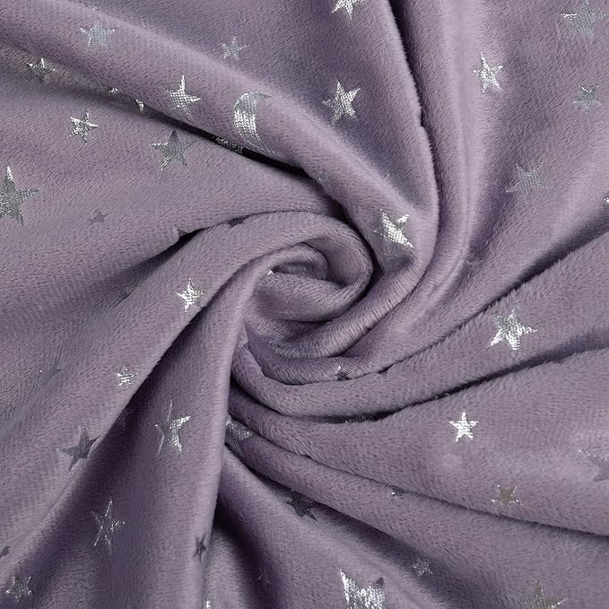 Baby Blanket for Boys Girls Soft Minky with Double Layer Dotted Backing, Star and Moon Printed 30 x 40 Inch Receiving Blanket (Violet)