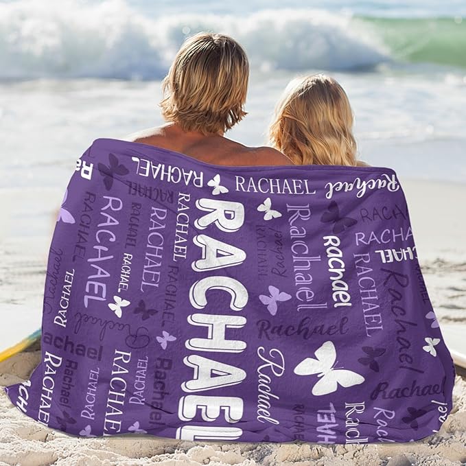 Personalized Throw Blanket with Name Custom Blankets Customized Baby Blanket for Girls Kids Adult Birthday Gift