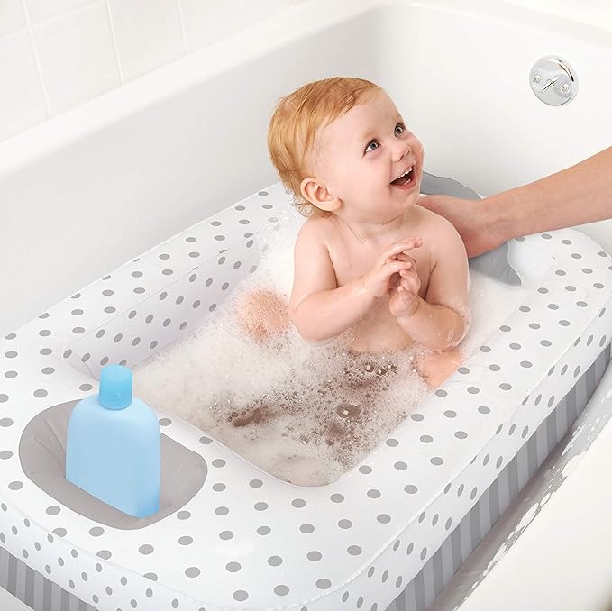 Playtex Baby Air-Filled Cushion Bath Tub - Free-Standing, Blow up, Portable, Inflatable, Safe Bathing, Baby Bathtub, Toddler Bathtub