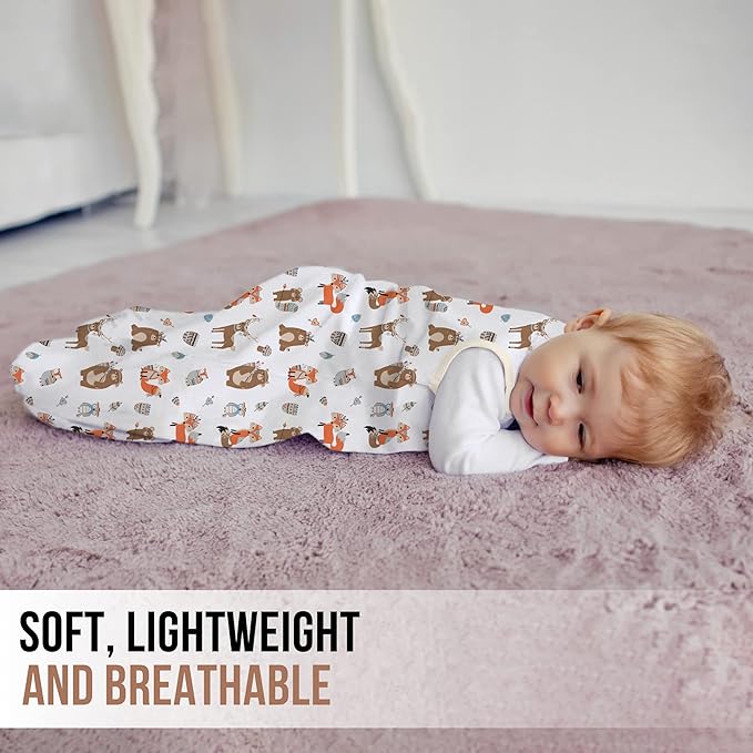 Mama Cheetah Baby Sleep Sack 0.5 TOG, Organic Cotton Baby Wearable Blanket with Two-Way Zipper, Swaddle Transition Baby Sleeping Bag for Newborn Infant Toddler Boy Girl, 6-12 Months