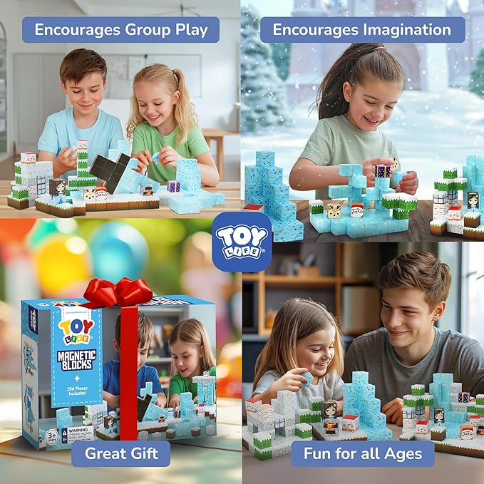 Magnetic Blocks, 154 Pcs Mine Magnet Block Set Build Frozen Princess Castle World for Kids Age 3+ Year Old Boys Girls, Magnetic Building Blocks for Toddler