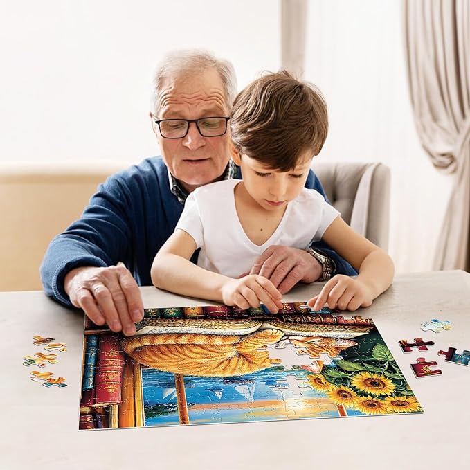 4-Pack 100 Pieces Puzzles for Kids Ages 4-6 6-8 Panda Tiger Deer Cat Puzzles 100 Pieces Jigsaw Puzzles for Kids 8-10 Year Old, Large Piece Puzzle for Seniors, Puzzle Toys for Boys and Girls