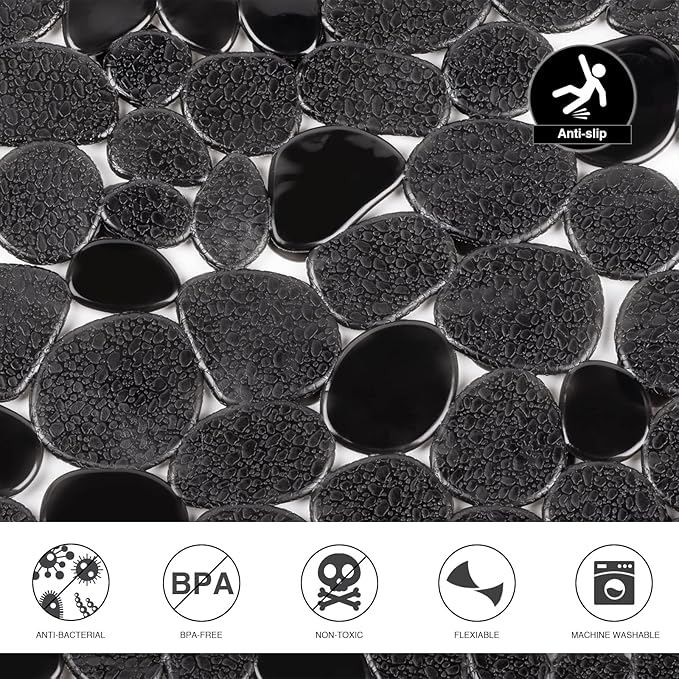 Vannokor Bathtub Mats for Bathroom 27x14 Inch, Bath Mat for Tub Feels Great on Tired Feet, Friendly Machine Washable Shower Tub Mats with 167 Big Suction Cups, Shower Mat, Bath Tub Mat, Black