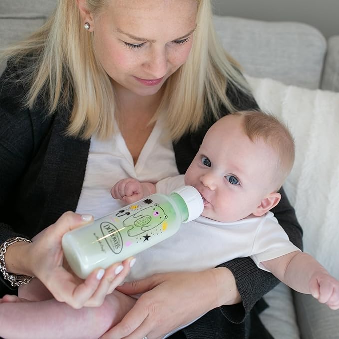 Dr. Brown's Natural Flow Anti-Colic Options+ Narrow Baby Bottle, Bear & Owl, 8 oz/250 mL, with Level 1 Slow Flow Nipple, BPA Free, 0m+, 2-Pack