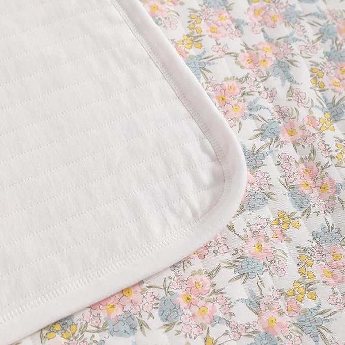 NTBAY Jersey Cotton Quilted Toddler Blanket, Breathable and Warm for Boys and Girls Baby Blanket, 30x40 Inches, Pink Floral