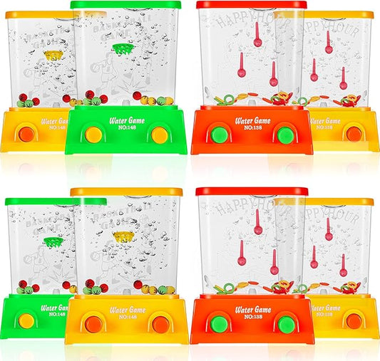 Sumind 8 Pieces Handheld Water Game Arcade Water Ring Water Tables for Fish Rings Basketball Game for Different Ages Christmas Fun Party Favor Stocking Stuffers for Men Retro Pastime, Without Water