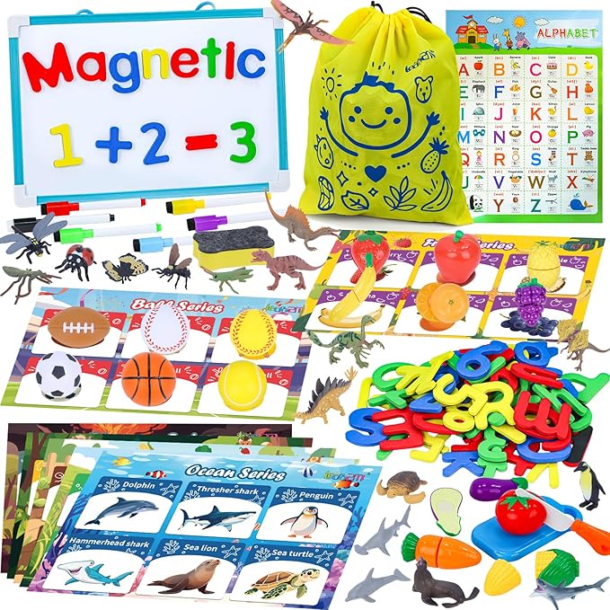 Sorting Toys for 3-5 Year Olds, 7 Themed Matching Games with Magnetic Whiteboard, Montessori Fine Motor & Writing Practice, Speech Therapy & Classroom Learning Gift