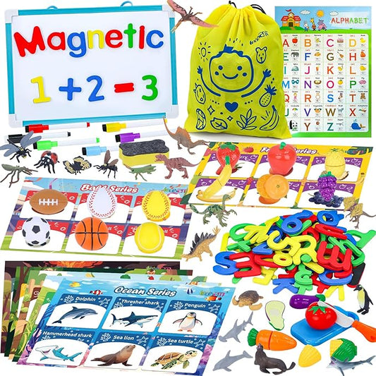 Sorting Toys for 3-5 Year Olds, 7 Themed Matching Games with Magnetic Whiteboard, Montessori Fine Motor & Writing Practice, Speech Therapy & Classroom Learning Gift