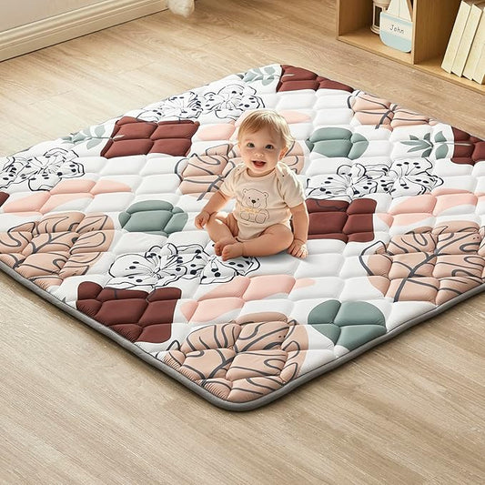 Baby Play Mat 50"x50", Non-Slip Baby Mat for Floor, Soft Thicker Playpen Mat, Portable Playmat, Crawling Mat for Babies, Toddlers & Infants to Play and Learn（Boho）