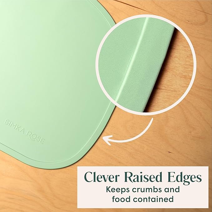 Simka Rose Silicone Baby Placemats That Stick to Table - Non Slip with Raised Edges - For Toddlers and Kids - Dishwasher Safe (Lilac)
