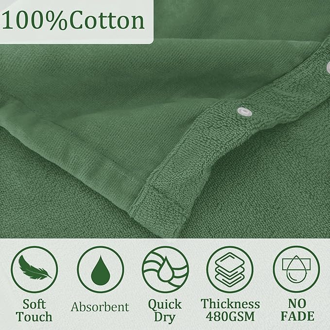 VOOVA & MOVAS Baby Hooded Towel with Bear Ear, 0-3Years | 100% Cotton, Ultra-Soft & Absorbent | Gentle for Sensitive Skin, Bath, Pool & Beach Poncho Towel | Newborn (Green)