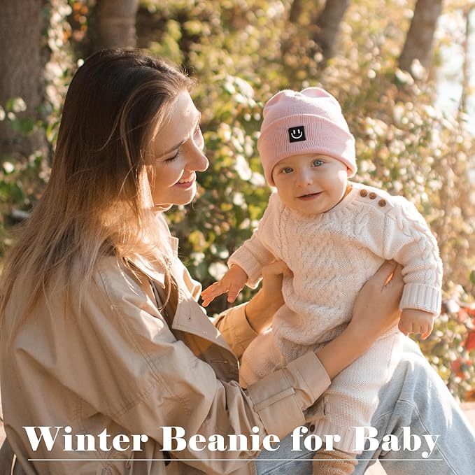 3 Packs Baby Beanie Cute Toddler Beanies Kids Winter Hat Boys Girls Warm Knit Hats Infant Beanie for 0-8 Years