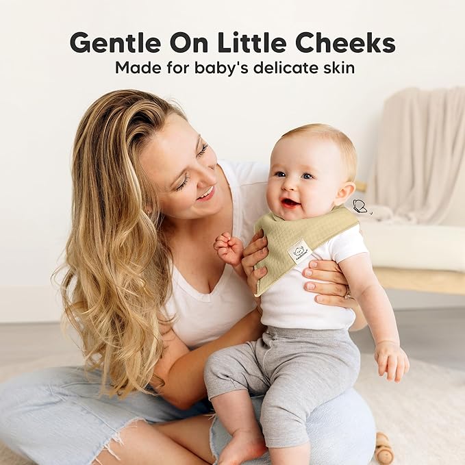 KeaBabies 8-Pack Bandana Bibs for Baby Girls, Boys - Organic Cotton Baby Bibs for Drooling & Teething Newborn, Toddler, Infant 0-36 months, Extra Soft, Absorbent Cloth with Snaps (Dew/Quin)