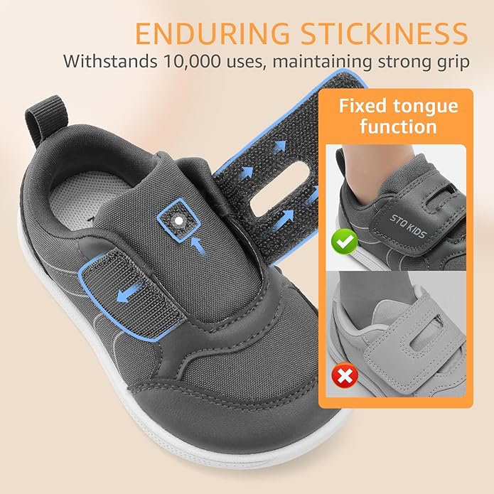 Toddler Wide Toe Box Barefoot Shoes Boys Girls Sneakers Kids Tennis Shoes Preschool Non Slip Lightweight Comfortable First Walking Shoes Running Outdoor Activities