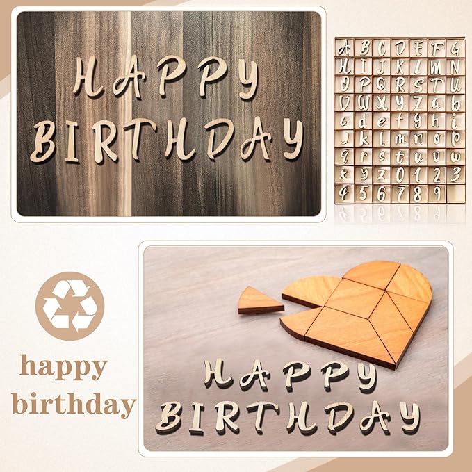 Geelin 248 Pcs 1 Inch Wood Alphabet Letters Numbers with Storage Box Blank Unfinished Wooden Letters Numbers with Rustic Storage Tray for Spelling Learning Education DIY Crafts