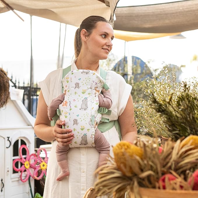 Infantino Swift Classic Carrier - 2 Ways to Carry with Wonder Cover Bib, Adjustable and Easy-to-Use, Multicolor Woodland