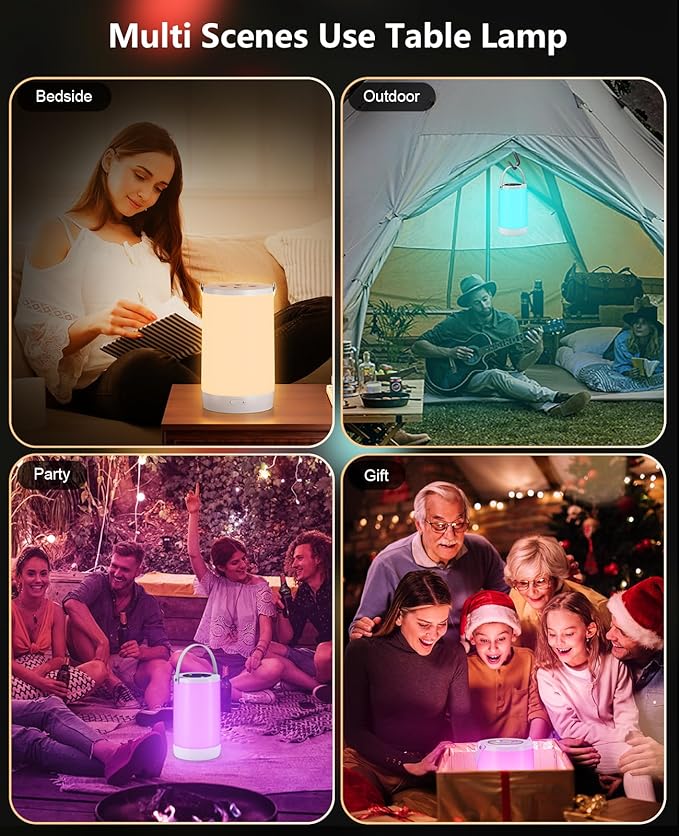 Night Light for Kids, Portable USB Night Lamp with 2200 mAh Battery, Bright Color Changing Light for Nightstand, Small Touch Bedroom Table Lamp for Girls, Boys, Toddler, 2 Pack