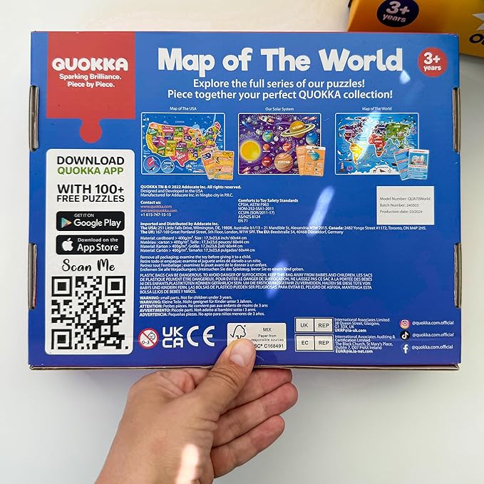 QUOKKA Puzzles for Kids Ages 4-6 - 150 Pcs Floor Puzzles World Map for Kids Ages 4-8 Preschool Activities - Includes 50 Cards with 400+ World Facts - Continent-Shaped Jigsaw Puzzle Gift for Girls Boys