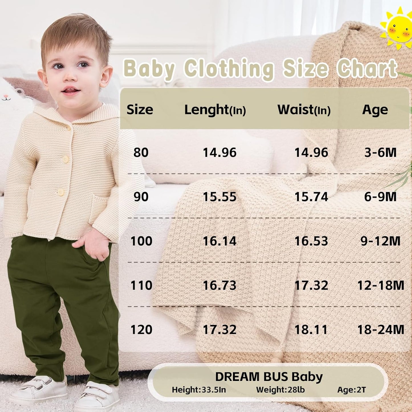 DREAM BUS Pack of 3 Toddler Jogger Pants with Pocket Toddler Boy Sweatpants Baby Boy Pants Infant Newborn Leggings