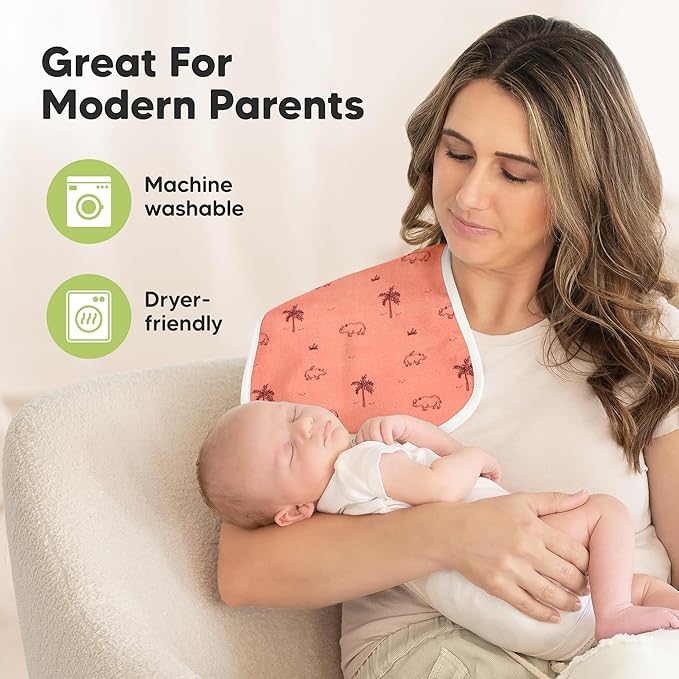 Organic Burp Cloths Baby Boy & Girl - 5-Pack Super Absorbent Cotton Burping Cloths for Babies, Soft & Plush Newborn Spit Up Rags, Infant Towels for Milk Spit Up, Unisex, Large 21" x 10" (Eclipse)