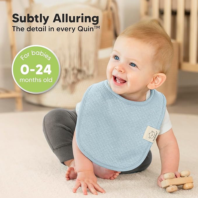 8-Pack Organic Baby Bibs for Girls, Boys - Quilted Cotton Cloth Baby Drool Bibs for Drooling and Teething Toddler, Newborn, Infant, Soft & Super Absorbent (Moor)