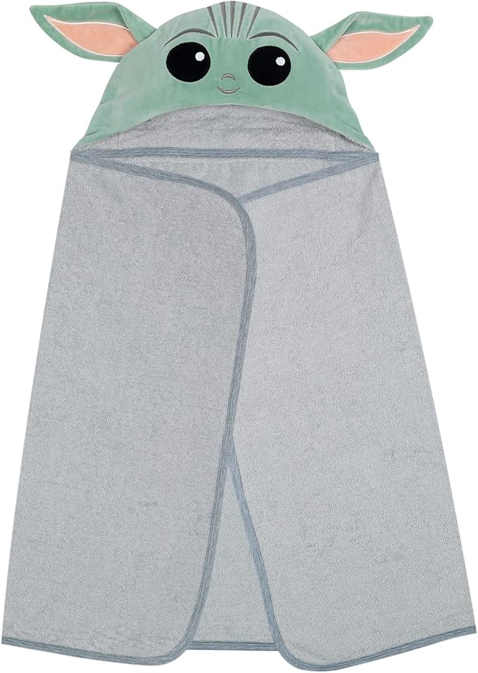 Lambs & Ivy Star Wars The Child/Baby Yoda/Grogu Gray Hooded Baby Bath Towel