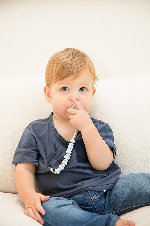 Bella Tunno Pacifier Clip Set – Soft Silicone Pacifier Clip for Infant and Baby Pacifier, Convenient and Lightweight, Non-Toxic and BPA Free Silicone (Soft Boy)