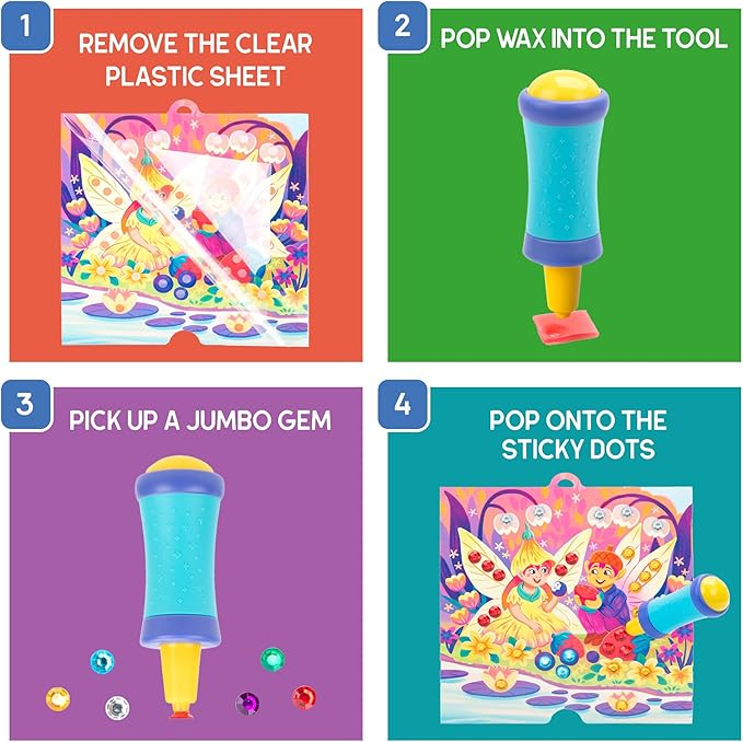 Educational Insights Jumbo Gem Kit - DIY Arts and Crafts Sets for Kids, Easy & Fun Diamond Painting Activity for Small Hands, Crafting & Art Supplies, Jewel Stickers, Creative Gifts, Ages 5+
