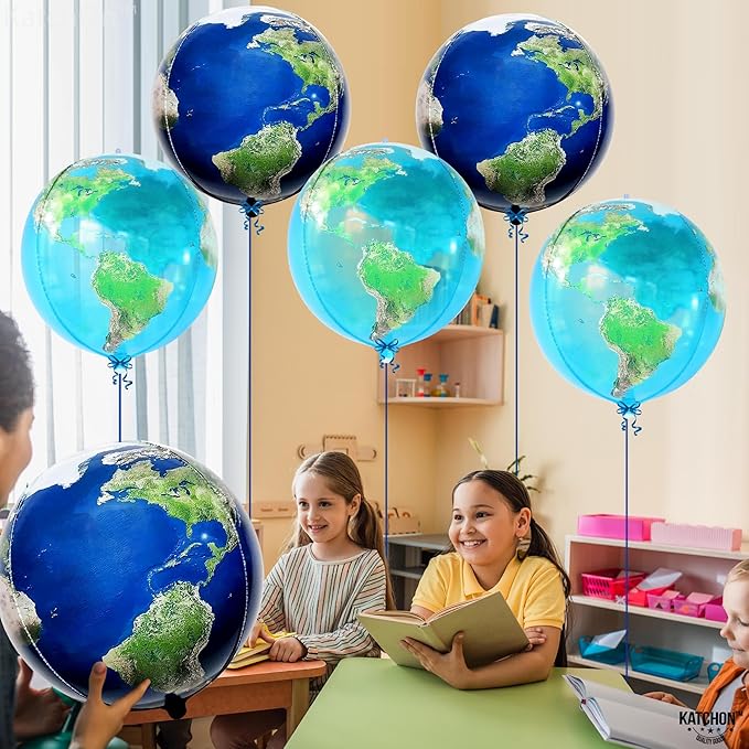 KatchOn, Globe Balloons for Globe Decorations - Big 22 Inch, Pack of 6 | Earth Balloon for Back To School, Around The World Decorations | World Balloons for Bon Voyage Party Decor, Travel Party Decor