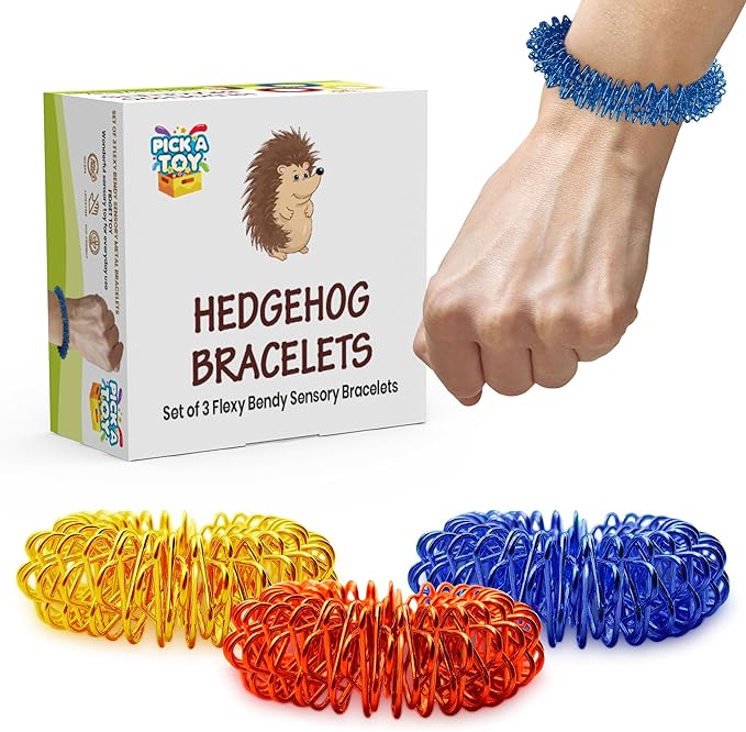 Fidget Sensory Toys Set, 3 Acupressure Fidgets Quiet Metal Bracelets for Boys and Girls, Children 5+, Perfect for School Sensory Desk Games