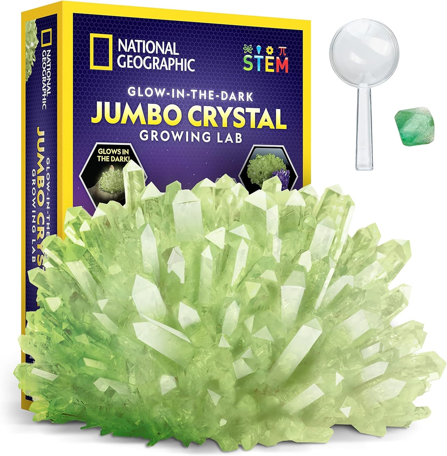 National Geographic Jumbo Crystal Growing Kit - Grow A Giant Glow in The Dark Crystal in a Few Days with This Science Kit, Crystals for Kids (Amazon Exclusive)