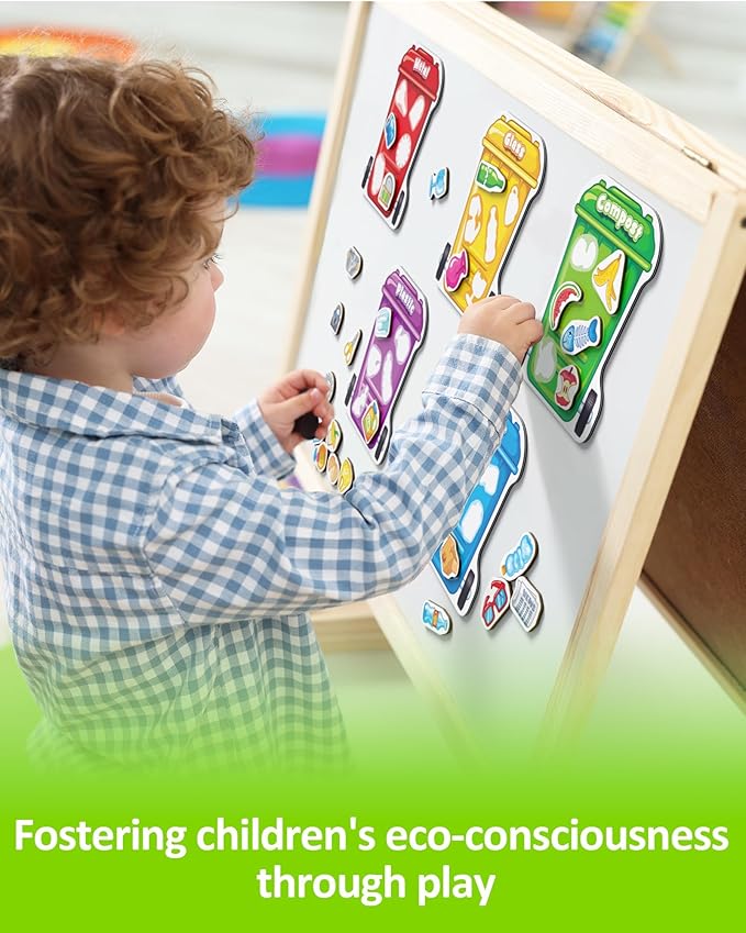 Coogam Montessori Toys for 3 Year Old, Magnetic Garbage Recycling Sorting Toy - Waste Category Classification and Environmental Awareness Learning Educational Gift Toy Game