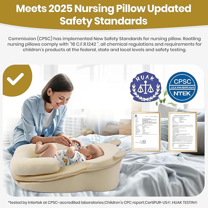 Baby Feeding Pillow, Anti Overflow Feeding Pillow for Reducing Spit-Up, Safety Nursing Pillow, Baby Lounger Reflux Wedge Breastfeeding, Removable top and Bottom（Yellow）